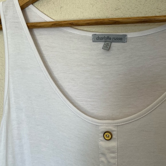 Charlotte Russe | White Tie-Front Gold Button Tank - Picture 7 of 8